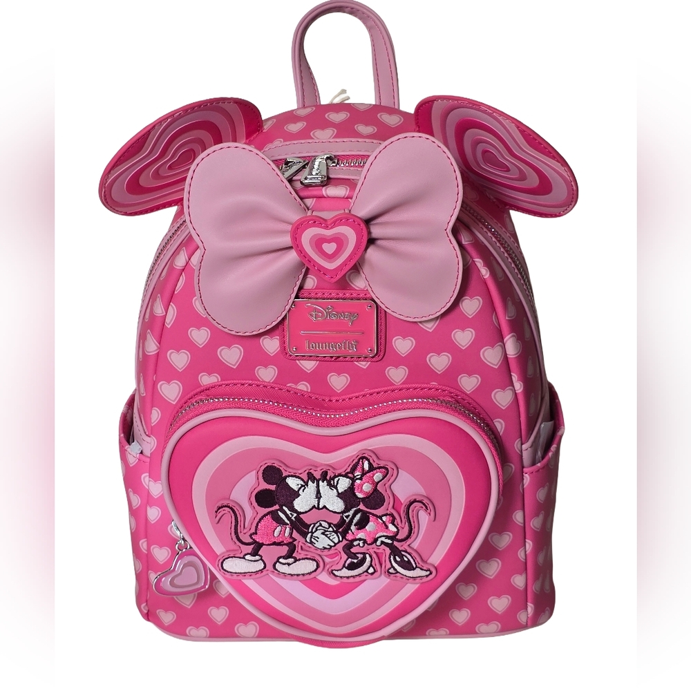 Loungefly Disney Mickey & Minnie Heart Mini Backpack BoxLunch Exclusive NWT - Picture 1 of 8